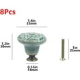 thumbnail image 2 of 8 Pcs Round Ceramic Drawer Knobs Cabinet Furniture Handle Vintage Flower Pattern Knobs, with Mounting Screws, Green, 2 of 9