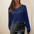thumbnail image 2 of Olyvenn Fashion Fall Women Tops Puff Long Sleeve Chiffon Work Blouses Dressy Casual Crewneck Flowy Shirts Tees Tunics Blue M, 2 of 7