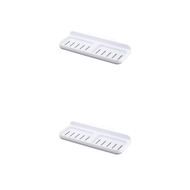 Naiovety de esponja montado en la pared, soporte autoadhesivo, baño de Hotel, baño, inodoro, cocina, contenedor organizador de drenaje Blanco 2piezas