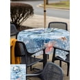 thumbnail image 6 of Square Outdoor Tablecloth with Umbrella Hole Coastal Blue Crab Outside Table Cloth Waterproof Patio Table Cover Ocean Nautical Starfish Coral Wooden Zipper Tablecloths for Picnic Camping 60x60 Inch, 6 of 8