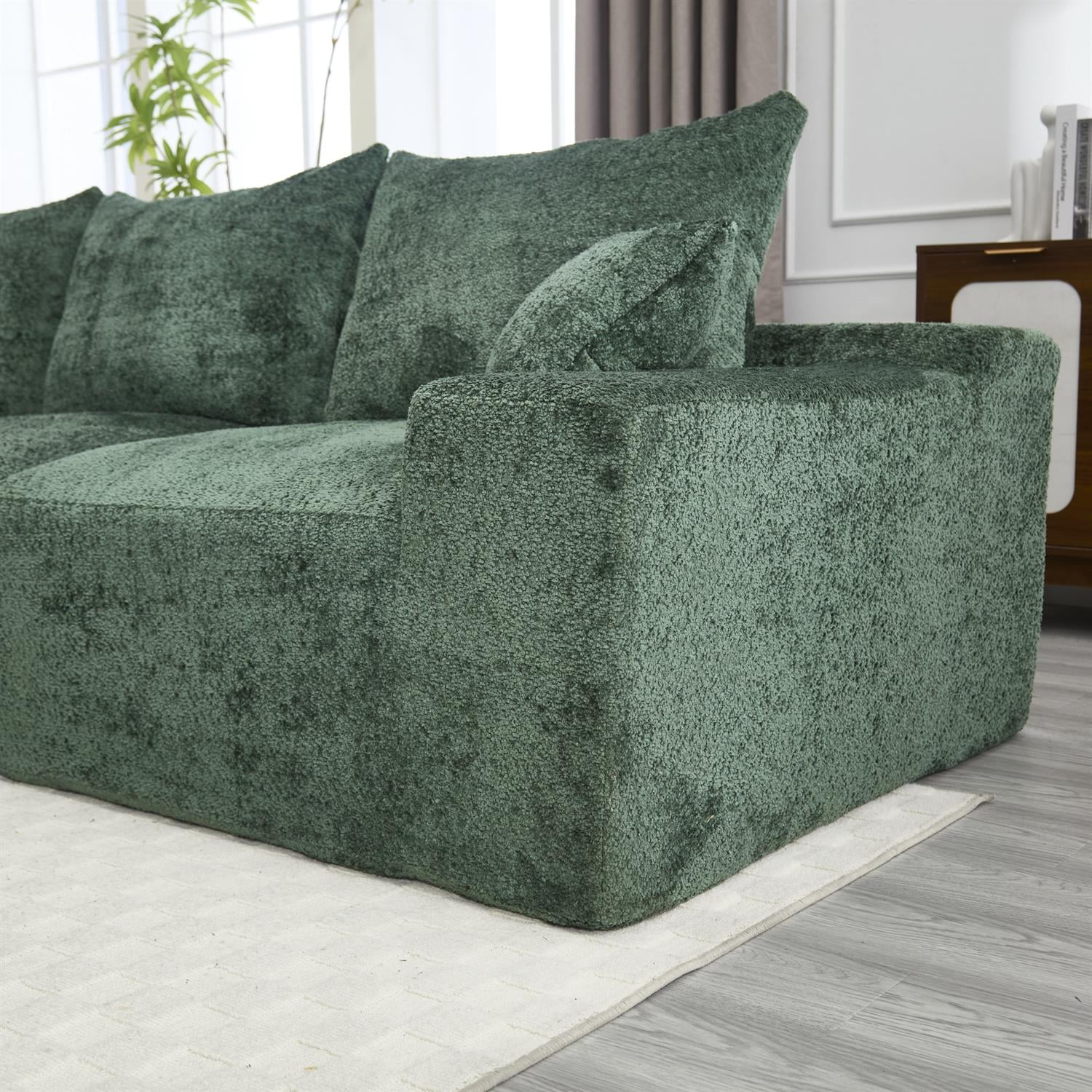 Demi Bonn 108" Modern L-Shaped Sofa, Premium Fabric Couch with Deep Seating, Freestyle Setup, No Assembly Needed for Living Room Relaxation, Green