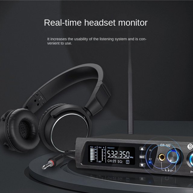 de Monitoreo Interno Inalámbrico UHF -102 con Bluetooth 5.0 para Presentaciones en Escenario, Grabación con Enchufe Estadounidense