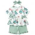 thumbnail image 5 of CARETOO Toddler Baby Girl Clothes Summer Outfits Set T-Shirt Casual Shorts Headband 3Pcs 95% Cotton, 5 of 16