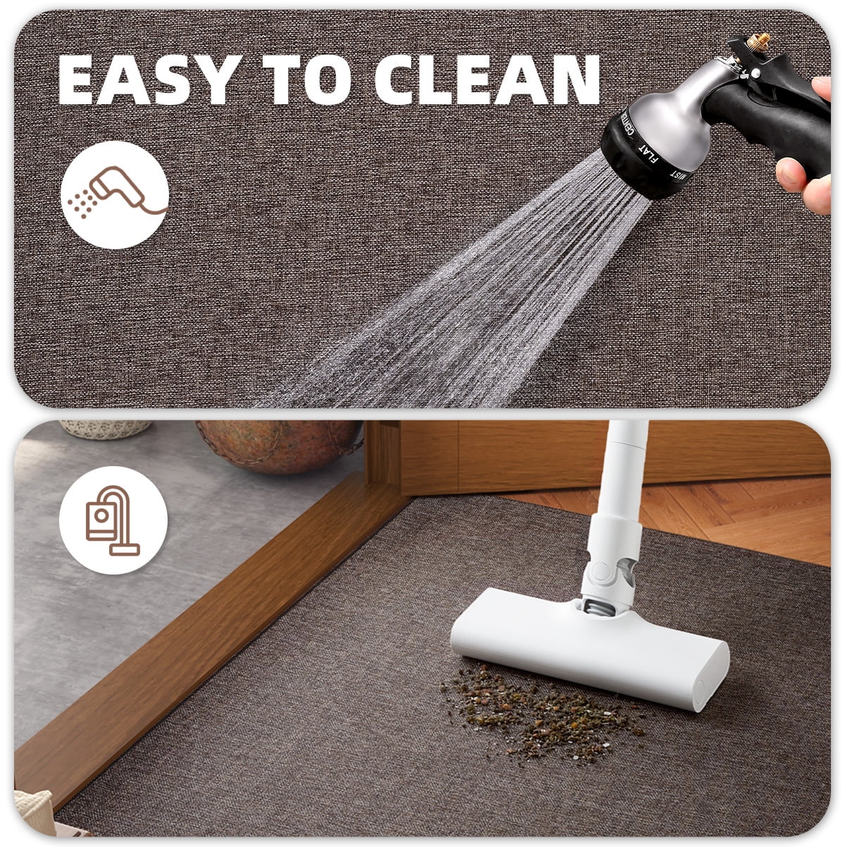 PABUBE Doormat for Inside 24"x36", Door Rug for Entryway Indoor, Dirt Trapper, Non Slip Entryway Rugs Washable Welcome Mat for Inside, Absorbent Entry Mat Low-Profile Entry Rug Indoor Doormat, Brown