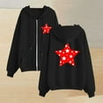 thumbnail image 2 of ShomPort Womens Fleece Full-zip Hoodie Oversized Long Sleeve Star Printed Pocket Fall Casual Drawstring Sweatshirts, 2 of 3
