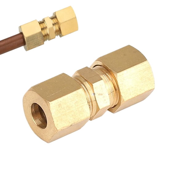 Copper Brake Line Connector for 4.75mm Steel Lines, No Flaring Required, Suitable for Car Brake Line Repair