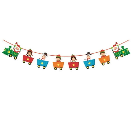 

HEMOTON Creative Christmas Train Shape Banners Colorful Garland Paper Bunting Flag Party Decoration Background Layout Props Christmas Supplies