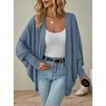 thumbnail image 4 of Womens Oversized Soft Knit Cardigan Sweater with Pockets Blue L, 4 of 7
