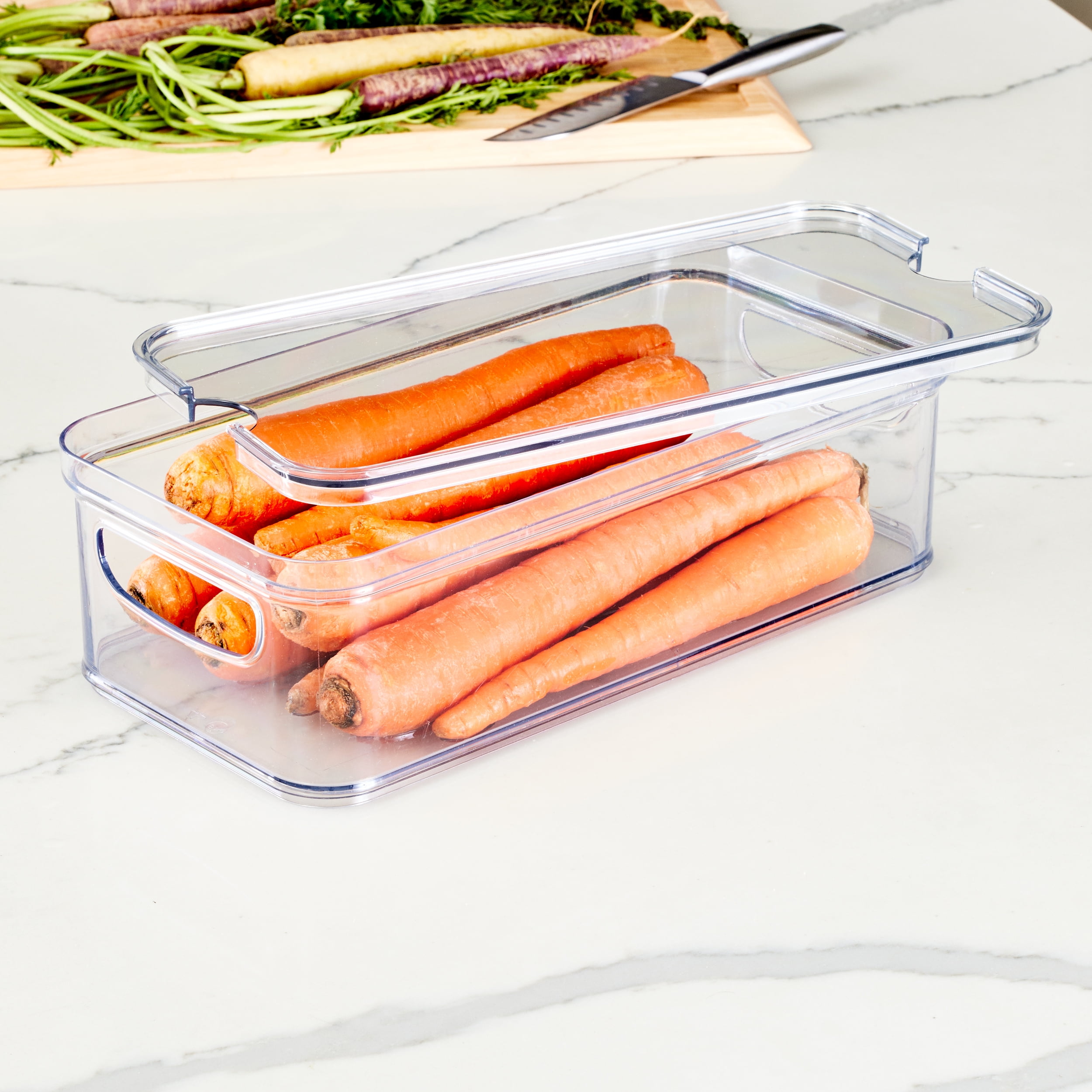 iDesign Stackable Fridge Organizer Bins with Lid for Fresh Produce - Ideal for Fruits, Vegetables, and Snacks