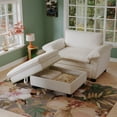 thumbnail image 2 of 51" Oversized Recliner Lounge Chair with Storage Ottoman & Hidden Compartment, Plush Chenille Fabric for Living Room, Balcony, Nap - Beige for Adults, 2 of 9