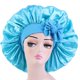 thumbnail image 2 of Gorro de satén, gorro de seda, gorro para el pelo (azul grande), tamaño grande para dormir, gorro de satén, banda elástica para atar para mujeres, cabello trenzado largo y rizado, 2 of 4