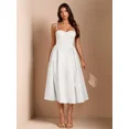 thumbnail image 3 of White Spaghetti Strap Sweetheart Neck Fit & Flare Midi Dress, 3 of 30