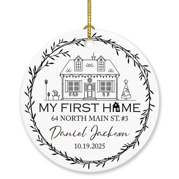 My First Home Ornament Christmas Decorations, Personalized First Home Christmas Ornament 2025 Gift for Myself Friends Bestie, 1st Xmas in My New Home Ornament, Custom Date Name Address House Ornament