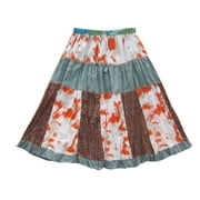 Mogul Womens Cotton Printed Patchwork Skirt