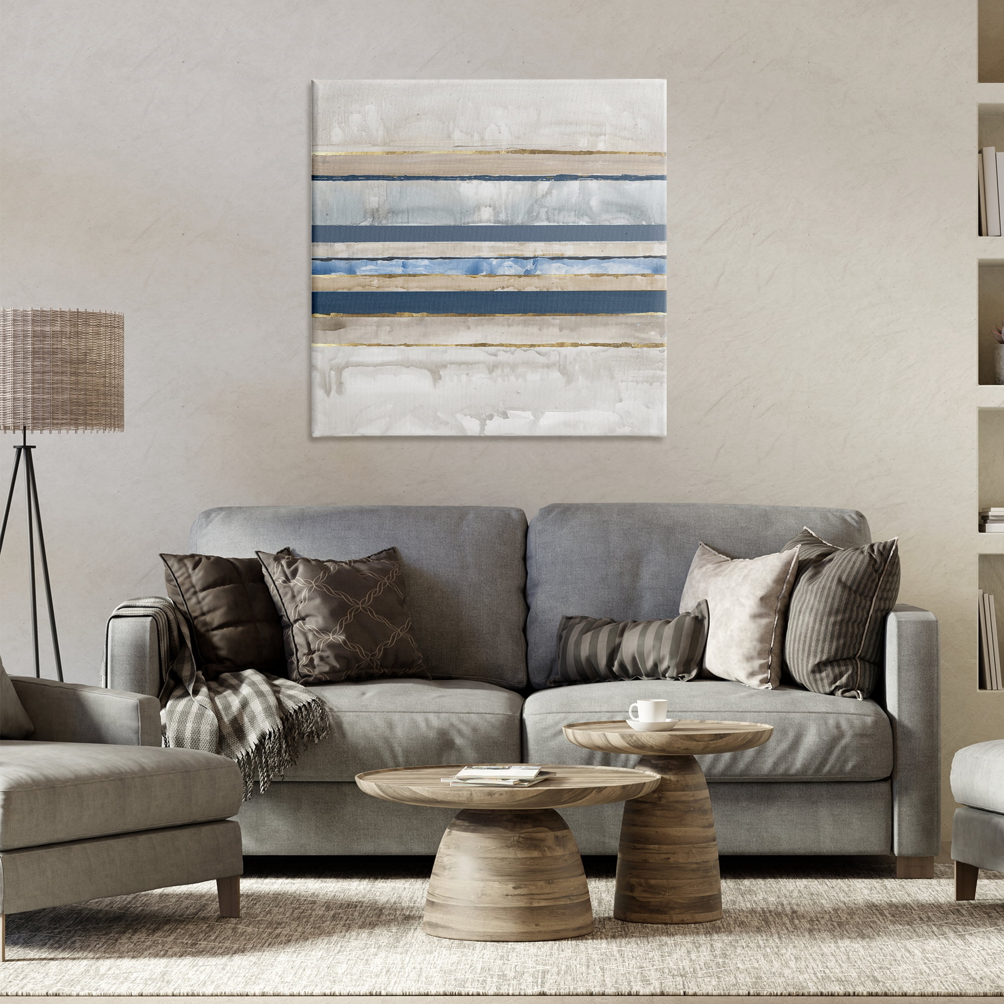 Stupell Industries Nautical Tone Stripes Abstract Painting Wrapped Canvas Art Print Wall Art, 30 x 30