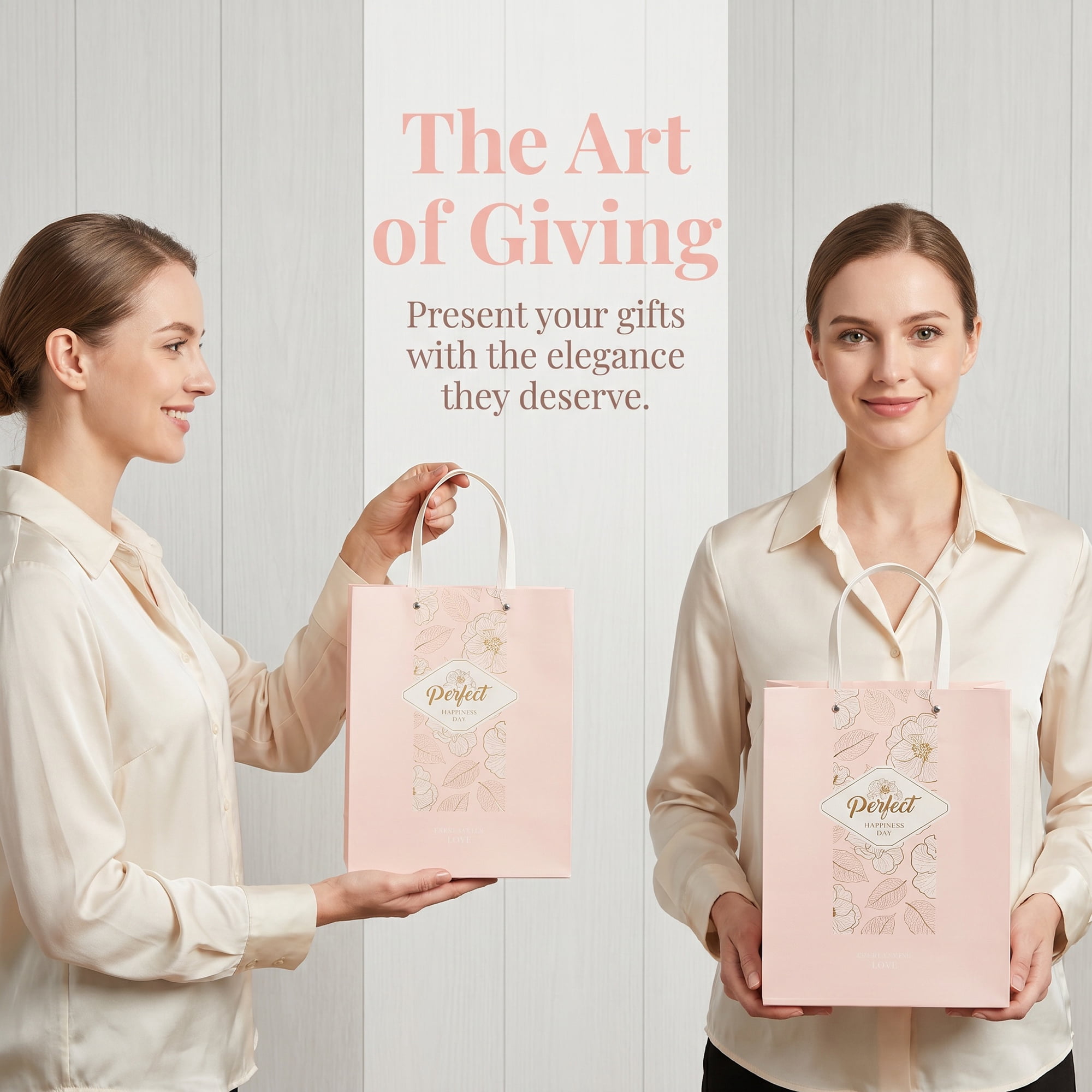 Unique Bargains Medium Gift Bags with Wide Flat Bottom for Occasions Pink 8.5"x 4.3" x 11"