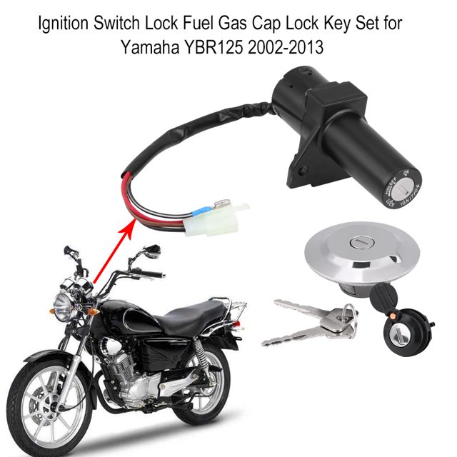 Bloqueo del interruptor de encendido, bloqueo del interruptor de encendido del scooter de la motocicleta Juego de llaves de bloqueo de tapa de combustible y gas para YBR125 2002-2013