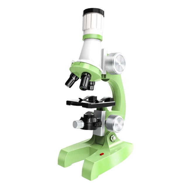 Green Kids Microscope Science Kit 1200X Magnification Green Color With Led Light Educational Stem Toy Includes Slides Specimens And Tools Perfect For Home Laboratory