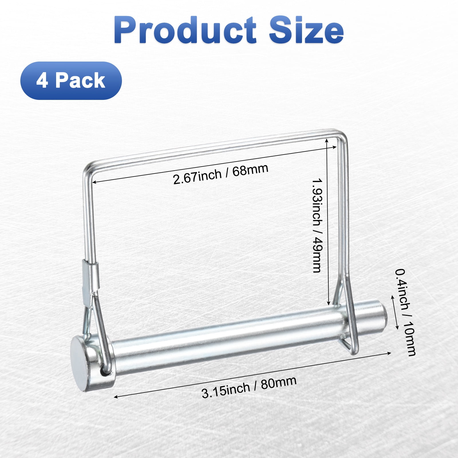 Uxcell 4-Pack Trailer Coupler Pin, 3/8" Diameter 3.15" Long Carbon Steel Galvanized Square Lock Wire Hitch Pins Coupler PTO Shaft