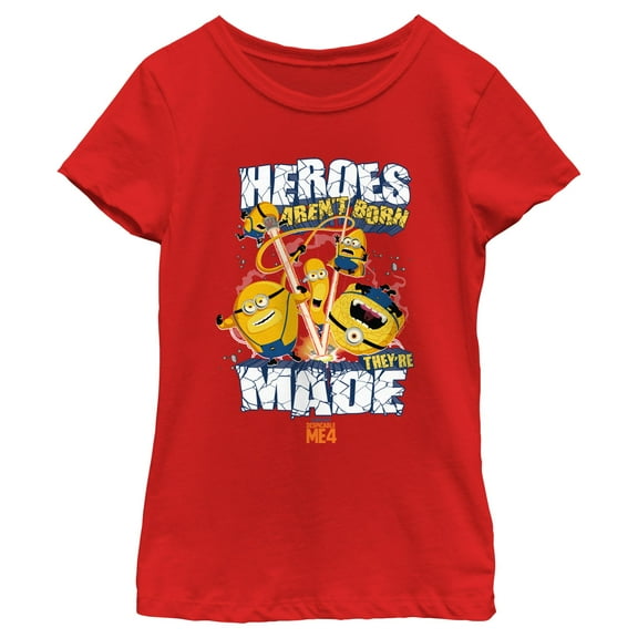 Girl's Despicable Me 4 Mega Minions Heroes Aren't Born They're Made Graphic T-Shirt