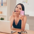 thumbnail image 3 of Unique Bargains 1 Pc Women Portable Rectangular Makeup Mirror for Travel Vacation Pink Aluminum Mirror PU Leather, 3 of 3