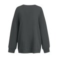 thumbnail image 4 of LITTER'S FULL Women's Casual Fashion Solid Color Round Neck Raglan Long Sleeve Sweatshirt Top with Fun Print for Daily Use,Gray,S, 4 of 5
