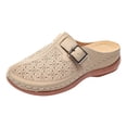 thumbnail image 5 of Rokment Women's Orthopedic Backless Sandals Beach Casual Buckles Closed Toe Arch Support Wedge Clogs Comfortable Platform Walking Mules Boho Retro Chunky Heels Dressy Slip on Slides Beige Size 6.5, 5 of 5