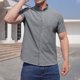 thumbnail image 4 of Mens Manga Corta Botón Abajo Camisas de Moda Bordado de Pie Cuello Bolsillo, Blusa de Algodón para Uso Al Aire Libre Y Diario, 4 of 5