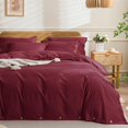 thumbnail image 1 of Cotton Duvet Cover Queen Size Pinstriped Comforter Cover with Button Washed Cotton Breathable Soft Solid Bedding Set Duvet Cover ×in & Pillowcases (NO Comforter), 1 of 9