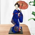 thumbnail image 6 of FashionCha 12" Japanese Geisha Handicraft Oriental Doll Ornament Sculpture Collectible Lady Dark Blue, 6 of 9