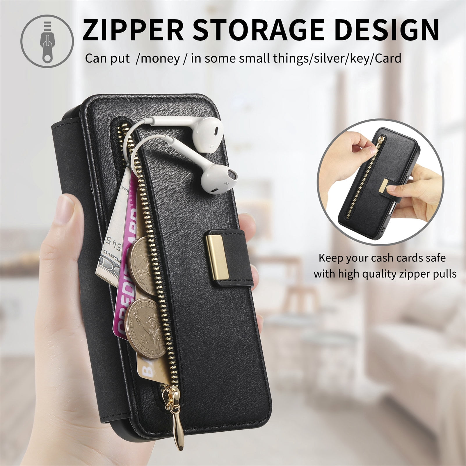 For IPhone 15 Pro Max Detachable Wallet Case With Card - View #8