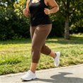 thumbnail image 2 of Women's Plus Size Sports Cropped Pants, Elastic Waist Side Pockets Solid Tone, Plus Size Capris with Pockets for Gym Sports Summer Daily | TruHer,Brown 3XL, 2 of 8