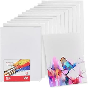 Artlicious Canvases for Painting - Pack of 12, 9 x 12 Inch Blank White Canvas Boards - 100% Cotton Art Panels for Oil, Acrylic & Watercolor Paint