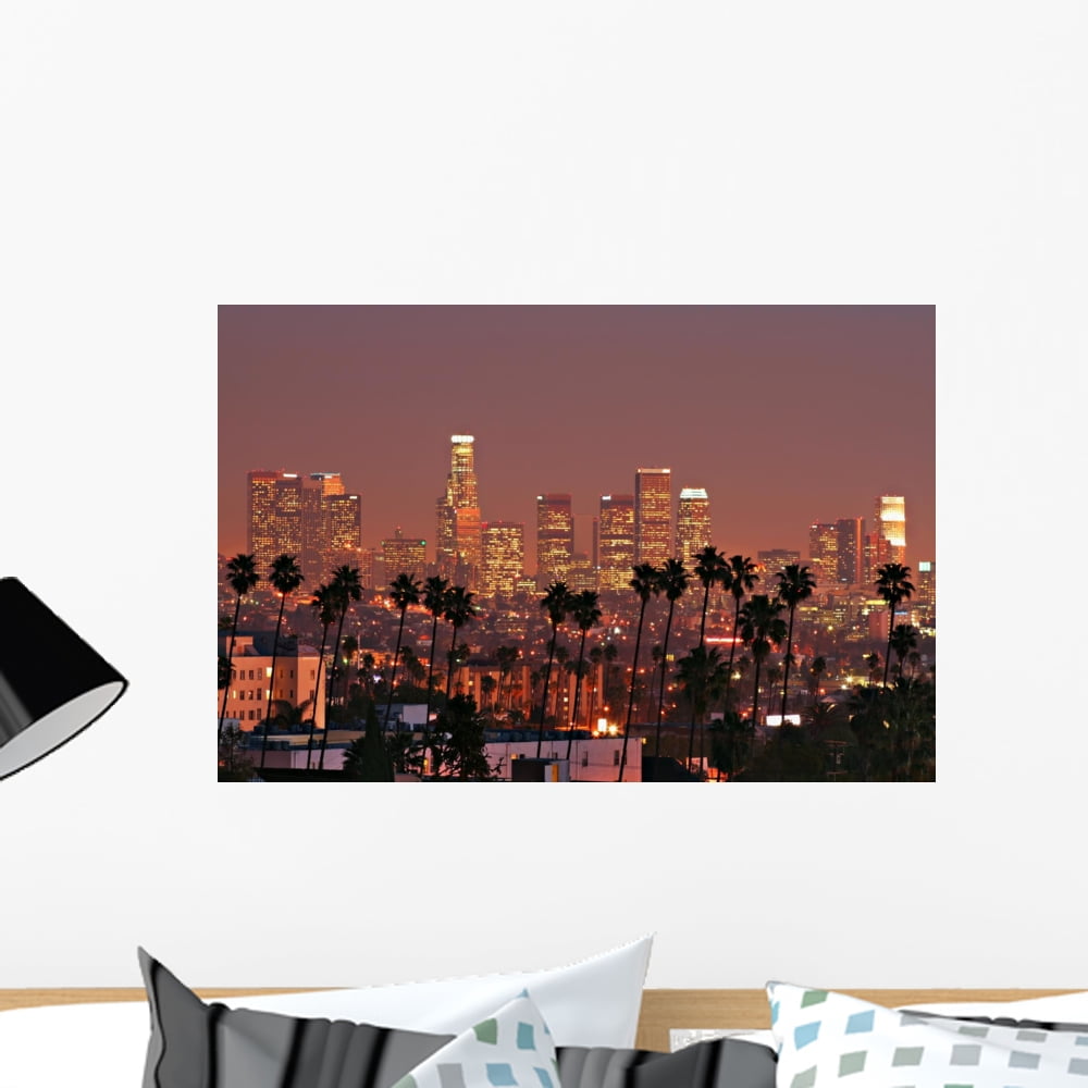 Los Angeles Skyline Wall Mural Decal by Wallmonkeys Vinyl Peel and ...