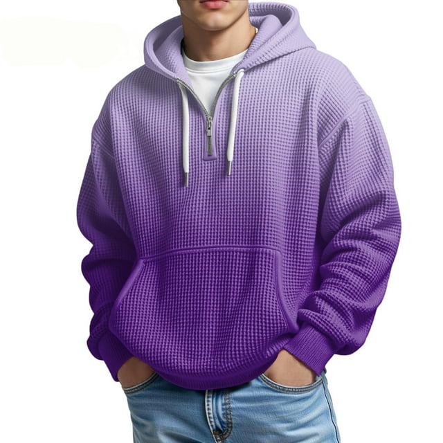 MHFRRA Sudadera con Capucha y Media Cremallera de Punto, Ligera, Deportiva, Informal, Cómoda, con Bolsillo Delantero Púrpura