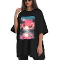 thumbnail image 4 of Plus Size Shirt for Women Black Tops for Women Oversized Short Sleeves Shirt for Women Vintage Landscape T Shirt Crewneck Shirt for Women XL, 4 of 5