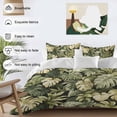 thumbnail image 3 of 3 Piece Summer Tropical Leaves Duvet Cover Set California King,Microfiber Comforter/Quilt Cover with Corner Ties and 2 Pillowcases,Watercolor Botanical Plants All Season Bedding with Zipper Closure, 3 of 8