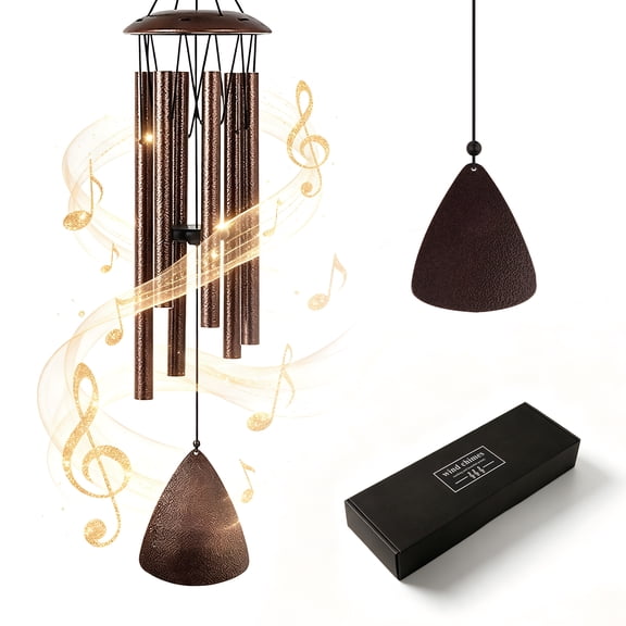 32 Inch Bronze Wind Chimes, Outdoor Deep Tone Hanging Decor, Weather-Resistant Aluminum, with Hook