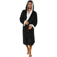 thumbnail image 4 of U2SKIIN Mens Robe with Hood,Full Length Plush Robe for Men Contrast Thick Fleece Bathrobe (Black, Small-Medium), 4 of 7