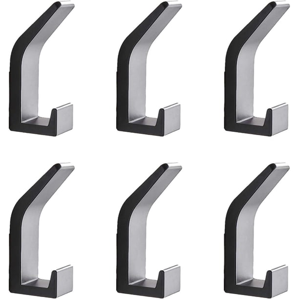 6 ganchos para abrigos, ganchos dobles montados en la pared, ganchos para toallas resistentes, ganchos de pared adhesivos modernos, para colgar, sombrero, bata, bolsa, llaves, baño, cocina, armar