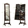 thumbnail image 2 of Gymax Mirrored Jewelry Cabinet Armoire with LED Lights and Lockable Design, Brown, 2 of 10