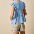 thumbnail image 6 of Women's Fashion Hollow-out V-neck Ruffled Short-sleeve Lace T-shirt Top, 6 of 6
