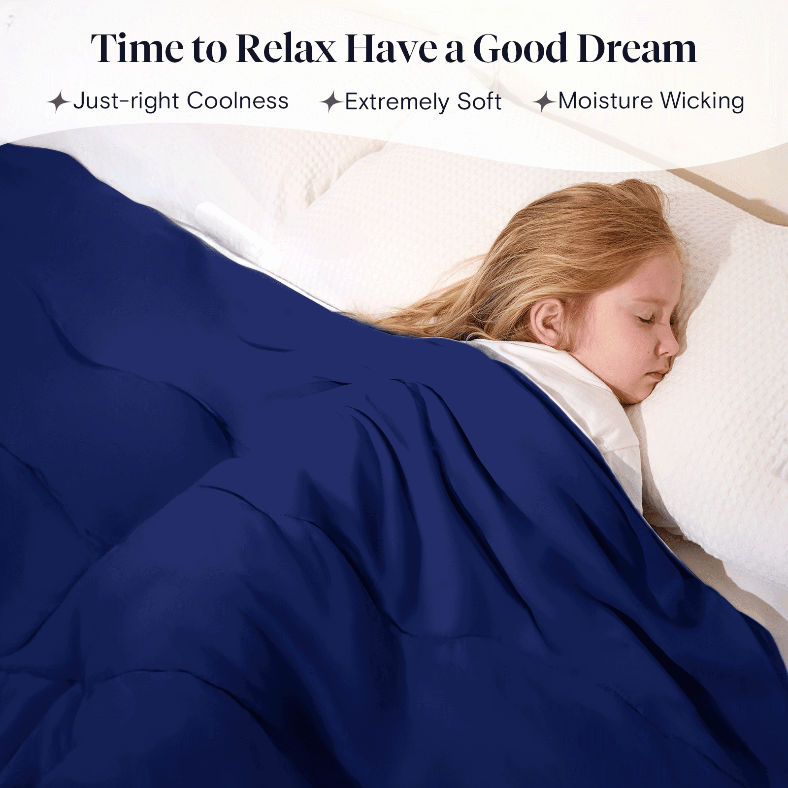 LuxClub Ice Cooling Comforters for Bed, Hot Sleepers, Soft Cooling Comforter, Twin, Navy, 66" x 88"
