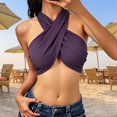 thumbnail image 3 of Sleeveless Halter Criss Cross Tank Crop Tops for Women Self Tie Wrap Backless Camisole Tanks, 3 of 5