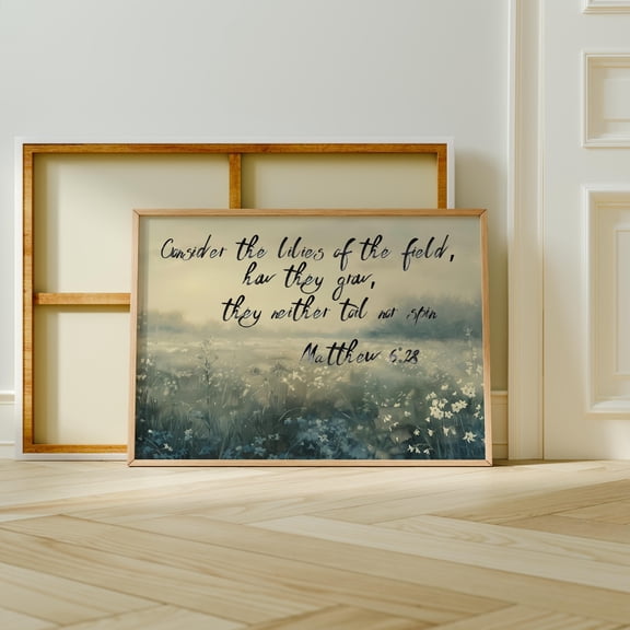 Consider The Lillies Wall Art, Christian Wall Art, Vintage Botanical Scripture Art, Scripture Wall Art, Wildflower Christian Art, S114 UNFRAMED Poster, Wall Art for Decor, Present, 8x12