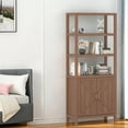 thumbnail image 5 of Bookshelf Bookcase, 5 Tier Wooden Bookcases with Open Shelf & Doors Cabinet, 71 in Tall Bookcase with Adjustable Shelves, Farmhouse Bookshelves Library Bookcase for Living Room Home Office, 5 of 7