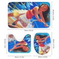 thumbnail image 3 of Juego de 4 cortinas de ducha Moana con alfombrillas antideslizantes, tapa de inodoro y alfombrilla de baño, cortina de ducha impermeable con decoración de dibujos animados para baño con 12 ganchos,, 3 of 8