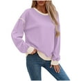 thumbnail image 2 of AGWOLF Women's Crewneck Sweatshirts Sweater Casual Lightweight Long Sleeve Pullover Loose Color Block Tops, 2 of 9
