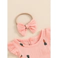 thumbnail image 6 of Suealasg Newborn Girl Outfit Fly Sleeve Cherry Carrot Print Romper +Bowknot Hairband Baby Girls Summer Cute Clothes, 6 of 7