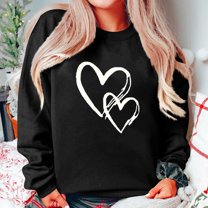 Xixinqiwan Valentine's Day Pullovers,Women's Cute Heart Sweatshirts Long Sleeve Tops Spring Fashion Clothes Trendy Holiday Outfits